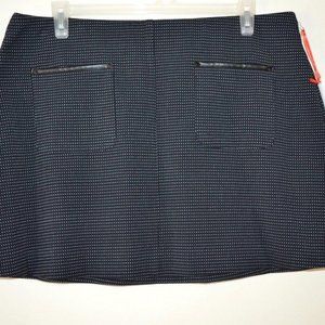 ELLE Black Mini Skirt White Polka-Dots Petite